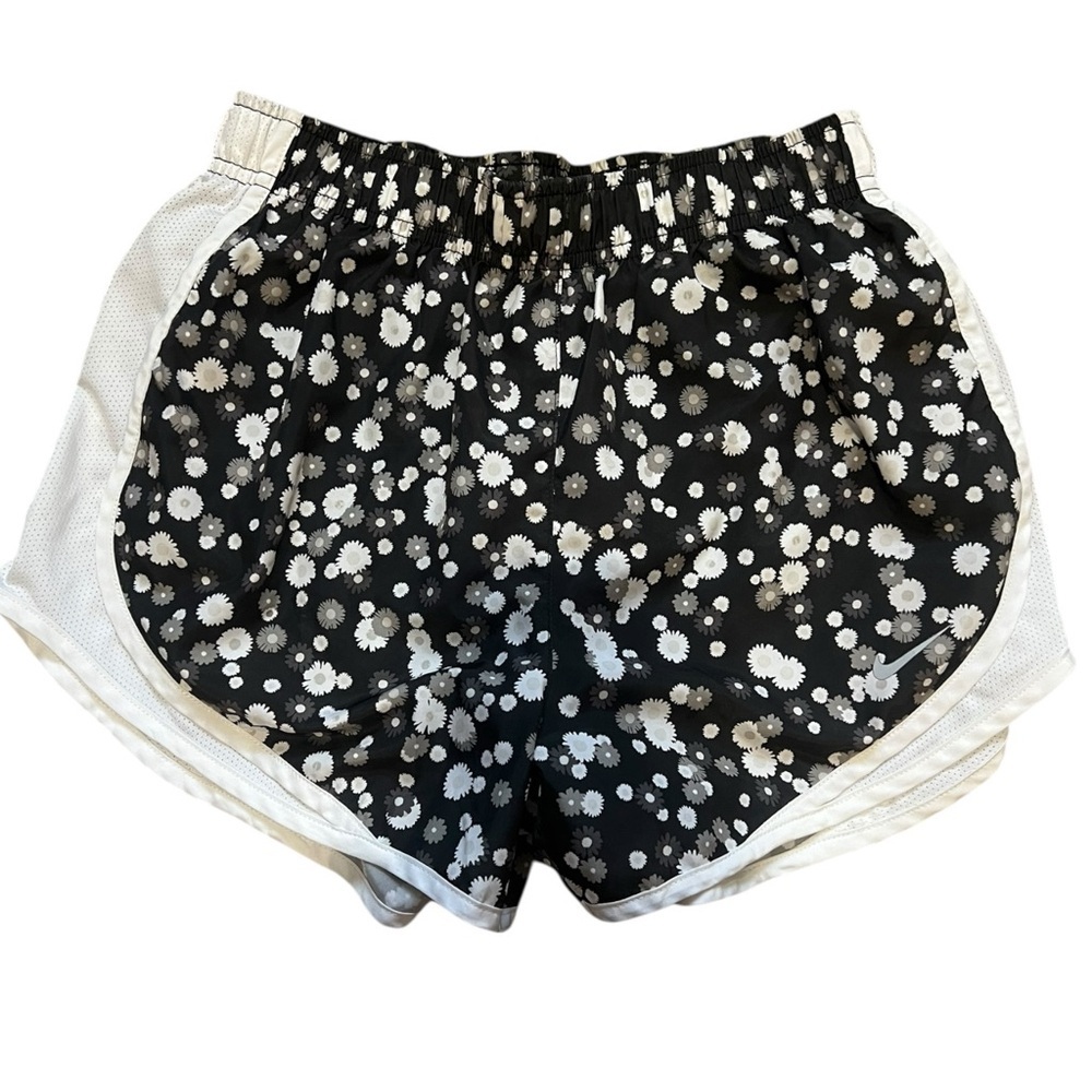 Nike Black and White Floral Athletic Running Shorts EUC S